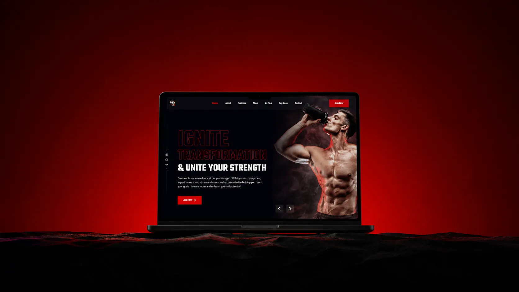 Fitnex Gym BD website mockup on a laptop